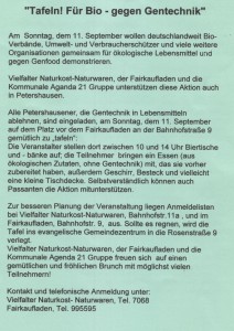 Tafeln! Für Bio gegen Gentechnik