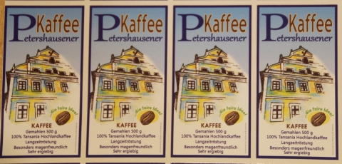 Druckerei Betz in Weichs druckt die Etiketten von Petershausener Kaffee