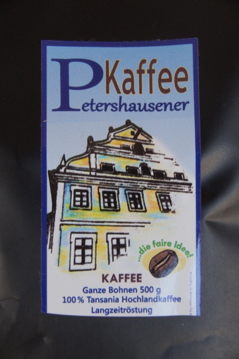 Petershausener Kaffee mit verkürztem Etikett